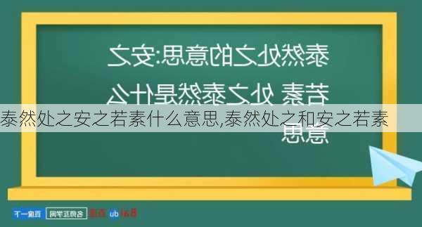 泰然处之安之若素什么意思,泰然处之和安之若素