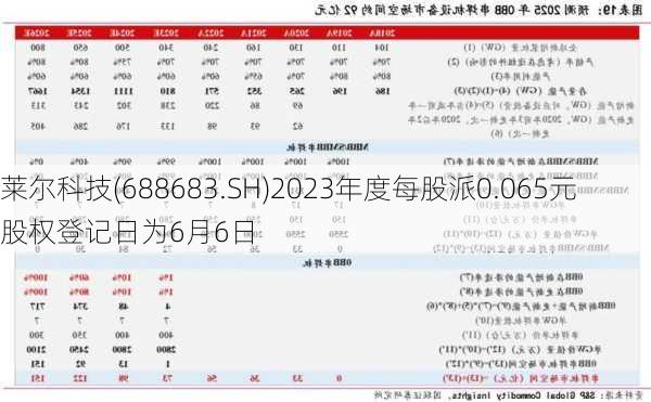 莱尔科技(688683.SH)2023年度每股派0.065元 股权登记日为6月6日