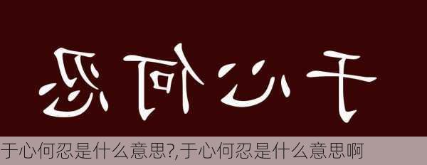 于心何忍是什么意思?,于心何忍是什么意思啊