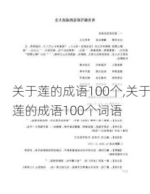 关于莲的成语100个,关于莲的成语100个词语