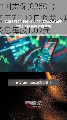 中国太保(02601)将于7月12日派发末期股息每股1.02元