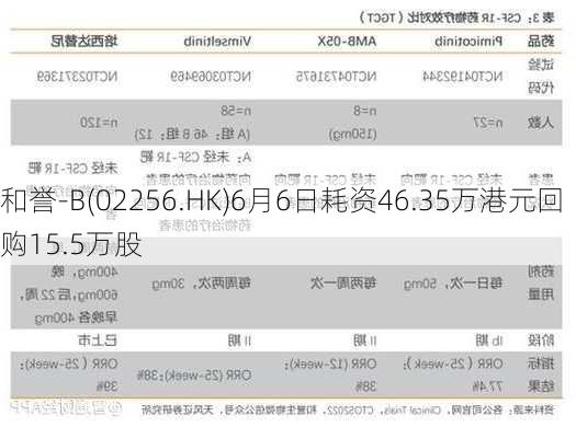 和誉-B(02256.HK)6月6日耗资46.35万港元回购15.5万股