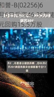 和誉-B(02256)6月6日斥资46.35万港元回购15.5万股