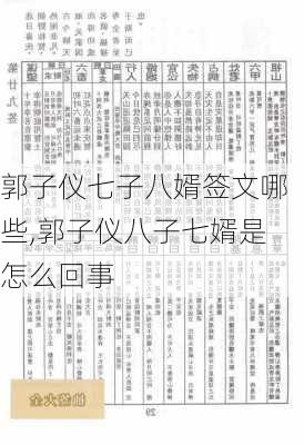 郭子仪七子八婿签文哪些,郭子仪八子七婿是怎么回事