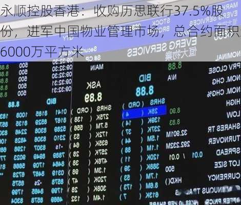 永顺控股香港：收购历思联行37.5%股份，进军中国物业管理市场，总合约面积达6000万平方米