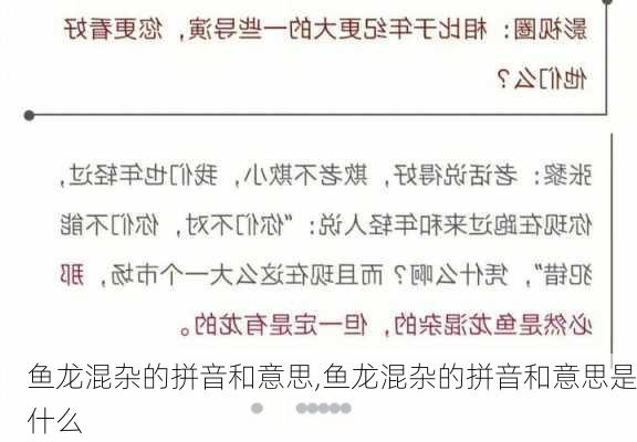 鱼龙混杂的拼音和意思,鱼龙混杂的拼音和意思是什么