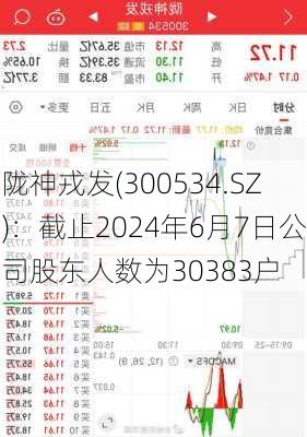 陇神戎发(300534.SZ)：截止2024年6月7日公司股东人数为30383户