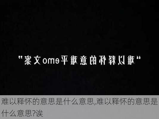 难以释怀的意思是什么意思,难以释怀的意思是什么意思?诶