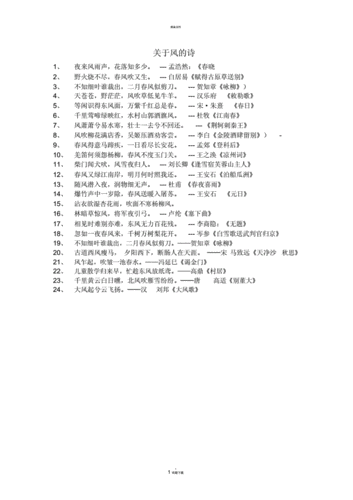 描写风的古诗句大全,描写风的古诗句大全四年级