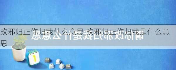 改邪归正你归我什么意思,改邪归正你归我是什么意思