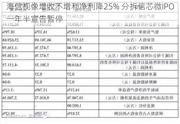 海信视像增收不增利净利降25% 分拆信芯微IPO一年半宣告暂停