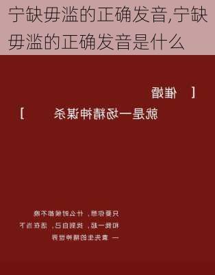 宁缺毋滥的正确发音,宁缺毋滥的正确发音是什么