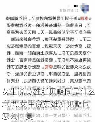 女生说英雄所见略同是什么意思,女生说英雄所见略同怎么回复