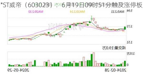 *ST威帝（603023）：6月19日09时51分触及涨停板