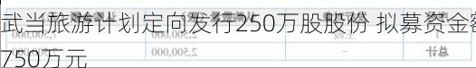 武当旅游计划定向发行250万股股份 拟募资金额750万元