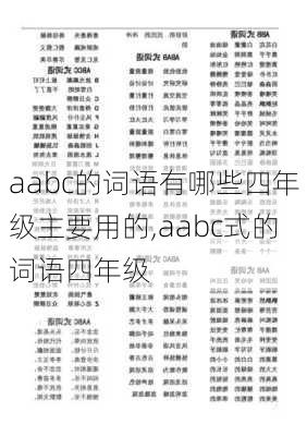 aabc的词语有哪些四年级主要用的,aabc式的词语四年级