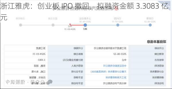 浙江雅虎：创业板 IPO 撤回，拟融资金额 3.3083 亿元