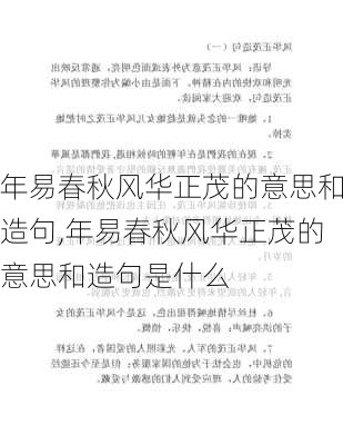 年易春秋风华正茂的意思和造句,年易春秋风华正茂的意思和造句是什么