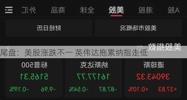 尾盘：美股涨跌不一 英伟达拖累纳指走低