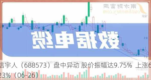 信宇人（688573）盘中异动 股价振幅达9.75%  上涨6.23%（06-26）