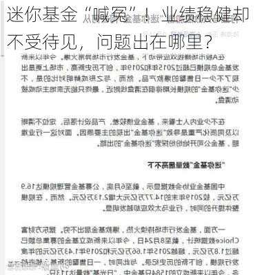 迷你基金“喊冤”！业绩稳健却不受待见，问题出在哪里？