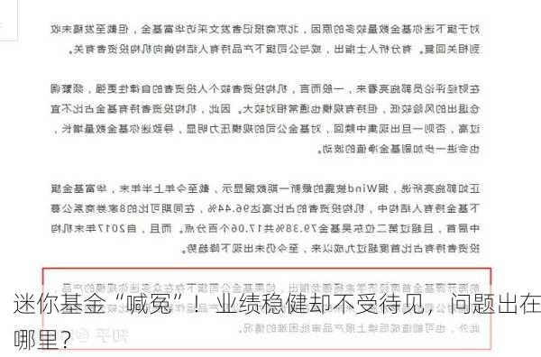 迷你基金“喊冤”！业绩稳健却不受待见，问题出在哪里？