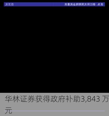 华林证券获得政府补助3,843 万元