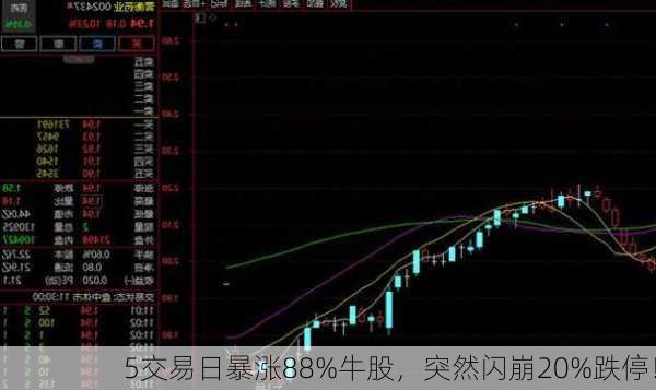 5交易日暴涨88%牛股，突然闪崩20%跌停！