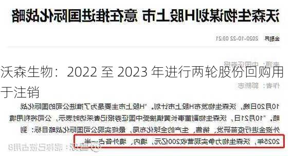 沃森生物：2022 至 2023 年进行两轮股份回购用于注销