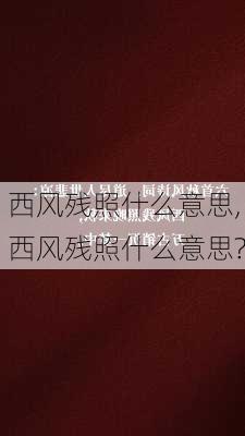 西风残照什么意思,西风残照什么意思?