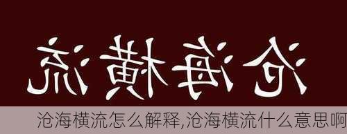 沧海横流怎么解释,沧海横流什么意思啊