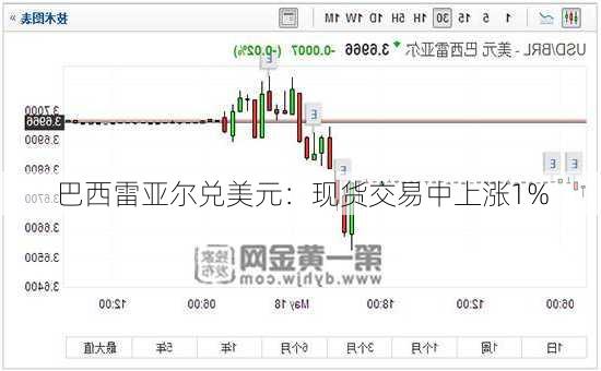 巴西雷亚尔兑美元：现货交易中上涨1%