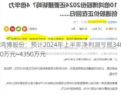 鸿博股份：预计2024年上半年净利润亏损3480万元~4350万元