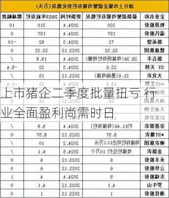 上市猪企二季度批量扭亏 行业全面盈利尚需时日