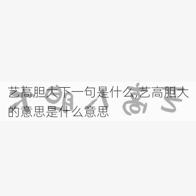 艺高胆大下一句是什么,艺高胆大的意思是什么意思