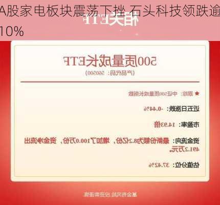 A股家电板块震荡下挫 石头科技领跌逾10%