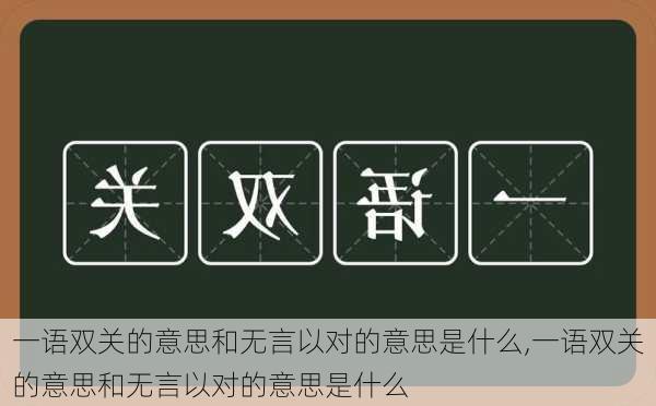 一语双关的意思和无言以对的意思是什么,一语双关的意思和无言以对的意思是什么