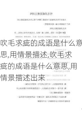 吹毛求疵的成语是什么意思,用情景描述,吹毛求疵的成语是什么意思,用情景描述出来