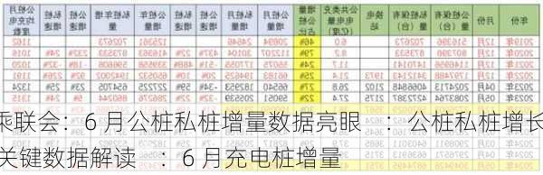 乘联会：6 月公桩私桩增量数据亮眼    ：公桩私桩增长  关键数据解读    ：6 月充电桩增量