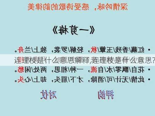 连理枝是什么意思解释,连理枝是什么意思?