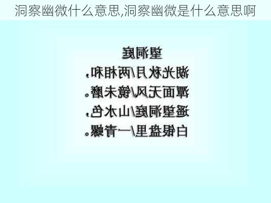 洞察幽微什么意思,洞察幽微是什么意思啊