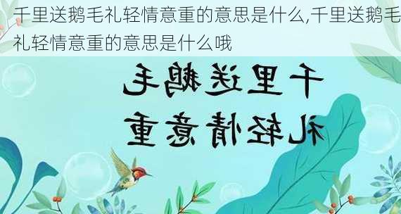 千里送鹅毛礼轻情意重的意思是什么,千里送鹅毛礼轻情意重的意思是什么哦