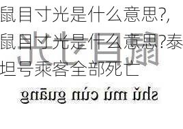 鼠目寸光是什么意思?,鼠目寸光是什么意思?泰坦号乘客全部死亡