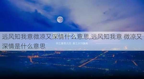 远风知我意微凉又深情什么意思,远风知我意 微凉又深情是什么意思