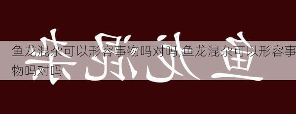 鱼龙混杂可以形容事物吗对吗,鱼龙混杂可以形容事物吗对吗