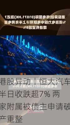 港股异动丨恒大汽车半日收跌超7% 两家附属被债主申请破产重整