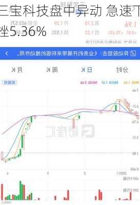 三宝科技盘中异动 急速下挫5.36%