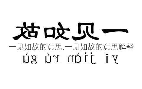 一见如故的意思,一见如故的意思解释