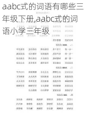 aabc式的词语有哪些三年级下册,aabc式的词语小学三年级