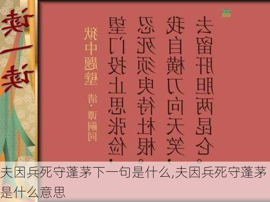 夫因兵死守蓬茅下一句是什么,夫因兵死守蓬茅是什么意思